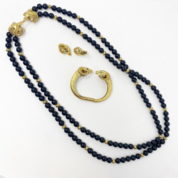 490 Vintage Avon Kenneth Jay Lane ram necklace earrings...